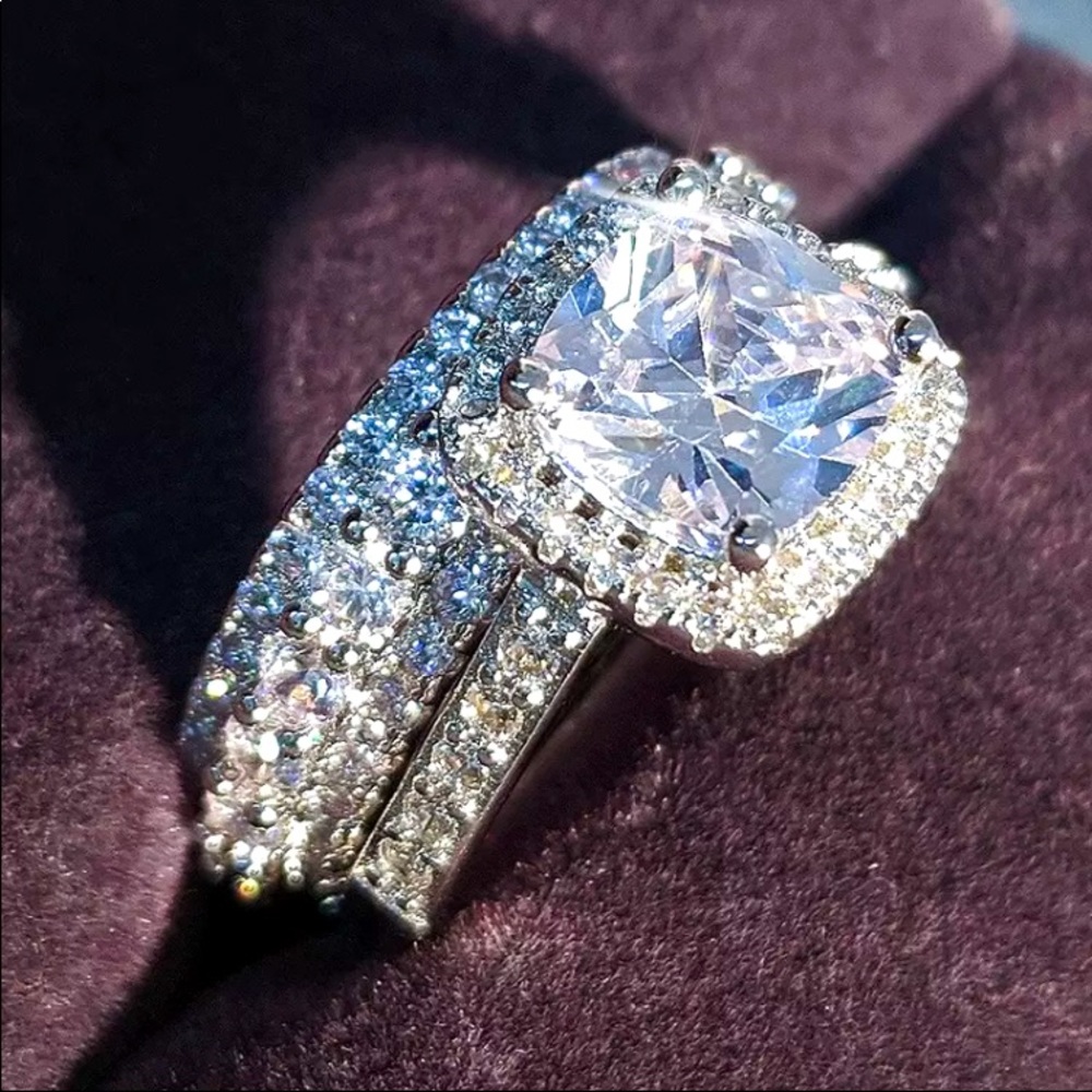 NEW Luxury 925 2PC Wedding Ring Set